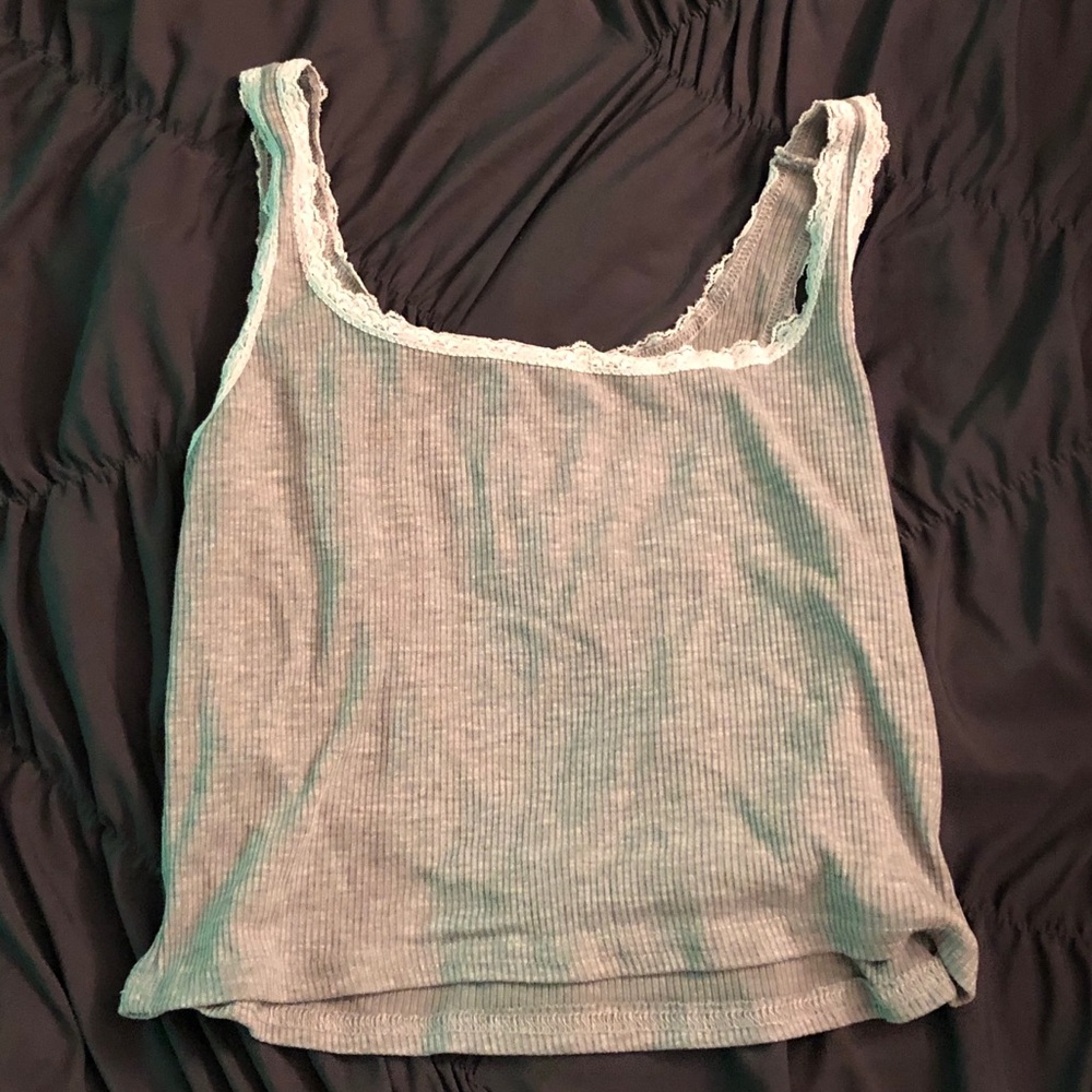 grey lace trim tank cami top